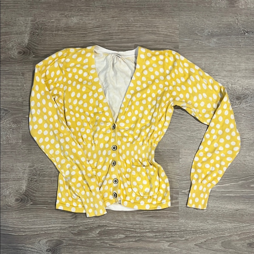 Fossil-Yellow Polka Dot Women's Sweater 100% Cotton